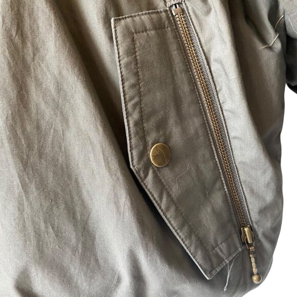 Adventure Gear Mens Size L Down Puffer Jacket Parka Hood Green Pockets Aviator - Picture 3 of 14